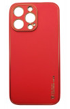 Husa compatibila cu iPhone 14 Pro, Piele ecologica, Full protection, Rosu, Oem