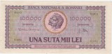 ROMANIA 100000 LEI IANUARIE 1947 VF+