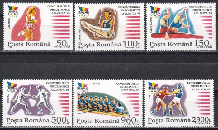 Romania 1995, LP.1397,1398-Concursurile Preol. Atlanta, Serie+Colita,4 poze, MNH