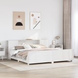 VidaXL Cadru de pat fără saltea, alb, 180x200 cm, lemn masiv pin