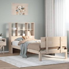 vidaXL Pat cu bibliotecă fără saltea, 100x200 cm, lemn masiv pin 3322662