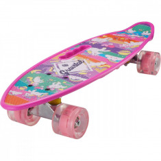 Penny board portabil Action One, ABEC-7 PU, Aluminiu, Happy unicorns