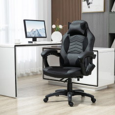 HomCom scaun gaming, masaj, incalzire 68×69×108-117cm
