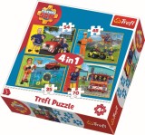 Puzzle Trefl 4 in 1 Pompierul Sam &icirc;n actiune, 4+ ani, multicolor