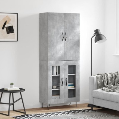vidaXL Dulap &amp;icirc;nalt, gri beton, 69,5x34x180, lemn compozit 3198069 foto