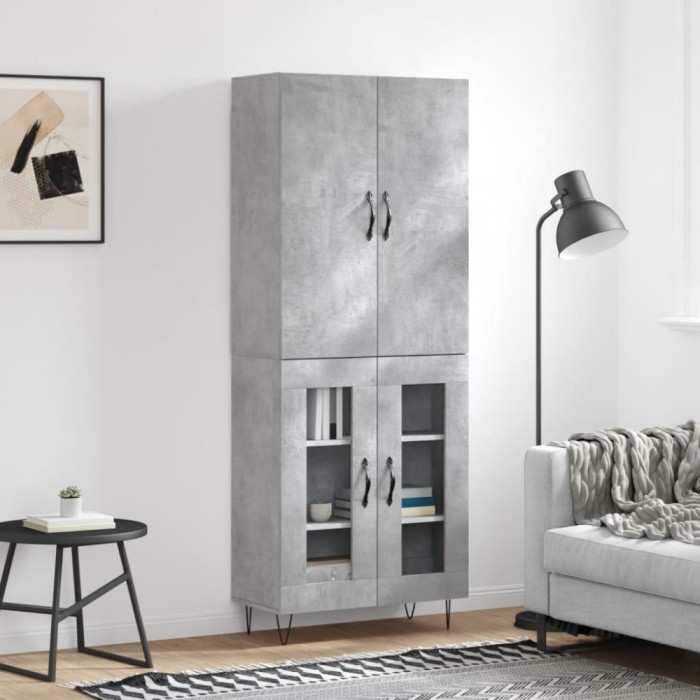 vidaXL Dulap &icirc;nalt, gri beton, 69,5x34x180, lemn compozit 3198069