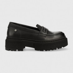 G-Star Raw mocasini de piele Kafey Pfm femei, culoarea negru, cu toc plat, 2311021537.BLK