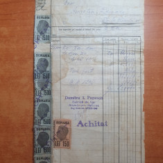 factura din iunie 1945 - flancata cu 66 timbre fiscale