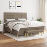Cumpara ieftin Pat continental cu saltea, gri taupe, 180x200 cm, textil