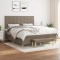 vidaXL Pat continental cu saltea, gri taupe, 180x200 cm, textil 3137177