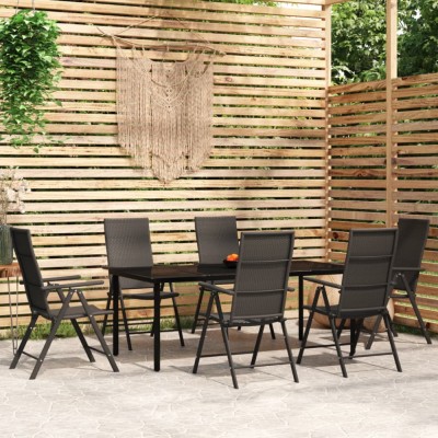 vidaXL Set de mobilier pentru grădină, 7 piese, negru foto