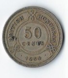 Moneda 50 cents 1954 - British Honduras, tiraj: 75000
