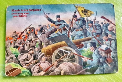 A127A-WW1-Lupta in Carpati-Atac imperial asupra bateriei de tunuri ruse. foto