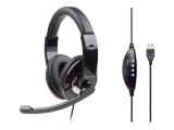 Cumpara ieftin Gembird MHS, U, 001 , CaE ti USB stereo cu microfon gooseneck rotativ, control volum, black red