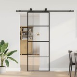 vidaXL Ușă glisantă cu set de feronerie neagră 76x205 cm Sticlă ESG
