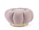 Cumpara ieftin Taburet textil roz metal auriu Florel 65x35 cm