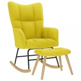 vidaXL Scaun balansoar cu taburet din material galben deschis