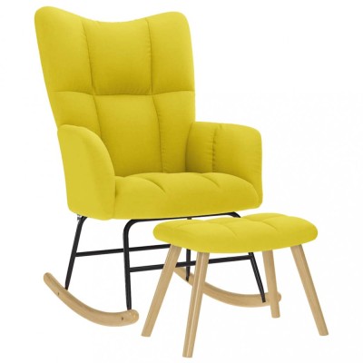 vidaXL Scaun balansoar cu taburet din material galben deschis 4016809 foto