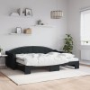 Gossi pat de zi cu extensie si saltele, negru, 80x200 cm, textil