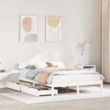 VidaXL Cadru de pat fără saltea, alb, 135x190 cm, lemn masiv de pin 3301505