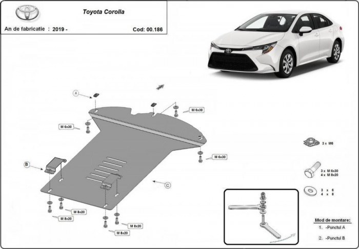 Scut metalic antifurt catalizator Toyota Corolla 2019-prezent