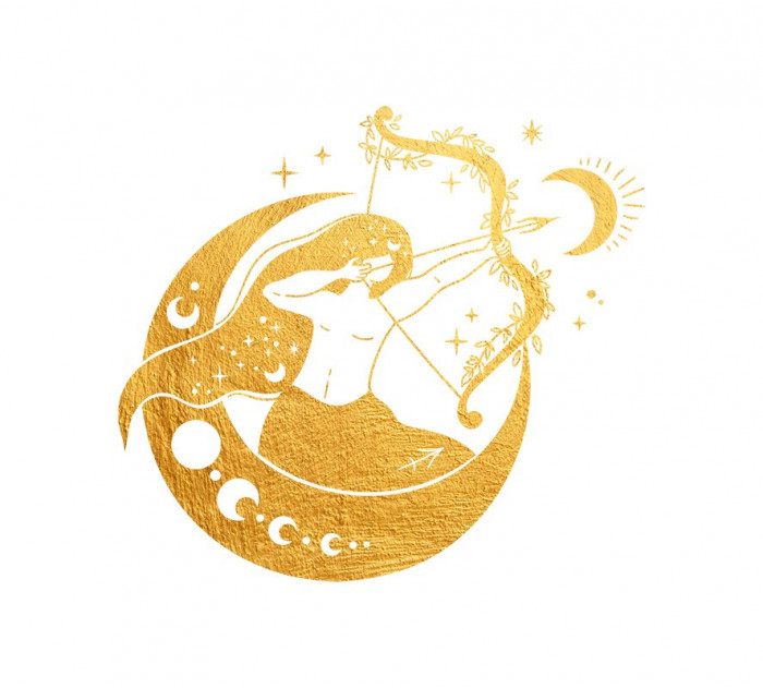 Sticker decorativ Zodiac, Auriu, 50 cm, 5459ST