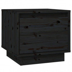 Noptieră, negru, 35x34x32 cm, lemn masiv de pin