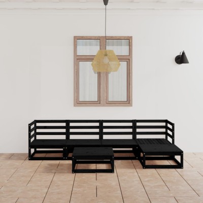 Gossi set mobilier de gradina, 6 piese, negru, lemn masiv de pin foto