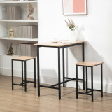 Cumpara ieftin HOMCOM Set 3 piese cu masa si 2 scaune de bucatarie in stil industrial, mobilier modern pentru sufragerie si living, lemn natural si negru