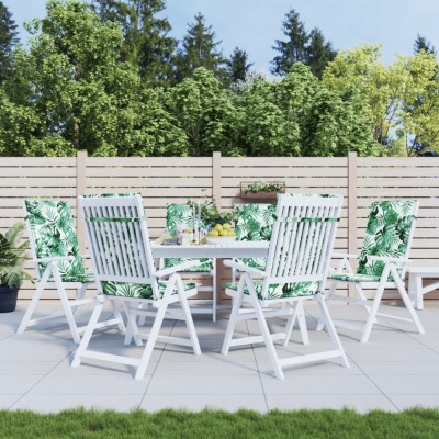 vidaXL Perne de scaun spătar &amp;icirc;nalt, 6 buc., model frunze, textil foto