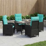 Cumpara ieftin Set dining pentru exterior 5 buc. Negru si Turcoaz