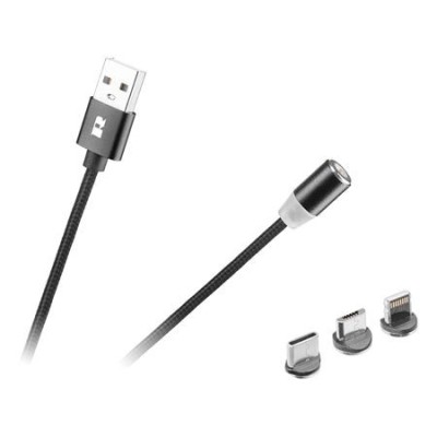 CABLU USB MAGNETIC 3 IN 1 100CM NEGRU REBEL foto
