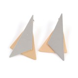 Cercei geometrici aurii si argintii, design asimetric