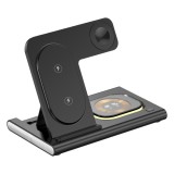 Incarcator Wireless 3 in 1 Fast Charger, Flippy, Compatibil cu Apple iPhone, iWatch, AirPods, New Design, 15W, 16.5 x 14 x 9.5 cm, Negru