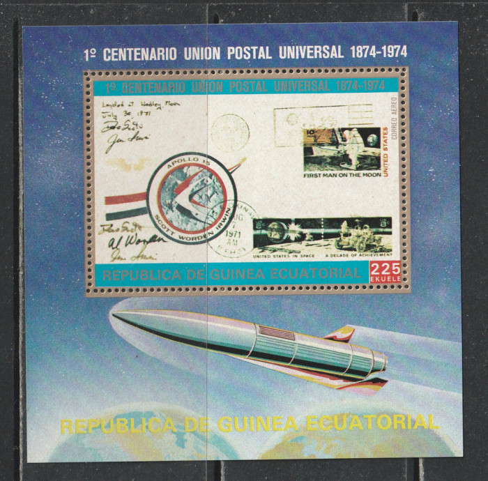 Guinea Ecuatoriala 1974 - A 100-a Aniversare a UPU S/S 1v MNH