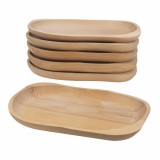 Set 6 farfurii din lemn de fag, forma ovala, mare, 30x24cm / EXT 6180