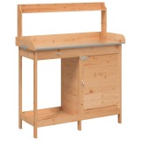 Cumpara ieftin Masa plantare cu dulap, maro, 110,5x45x124,5 cm lemn masiv brad