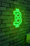 Decoratiune luminoasa LED, Bitcoin, Benzi flexibile de neon, DC 12 V, Verde, Neon Graph