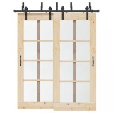 VidaXL Set feronerie pentru ușă glisantă, negru, 183 cm, oțel