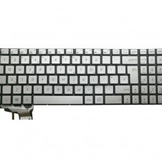 Tastatura Laptop, Asus, N551, N551J, N551JQ, N551JW, N551JB, N551JX, N551JM, G551, G551JW, N751, N751J, N751JK, N751JX, iluminata, argintie, layout UK