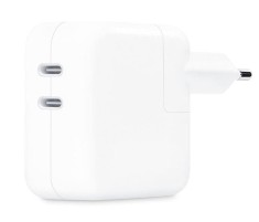 Incarcator retea 220V Apple, 2 x USB Type C, 35W, fast charge, alb, &amp;quot;mw2k3zm/a&amp;quot; (timbru verde 0.18 lei)