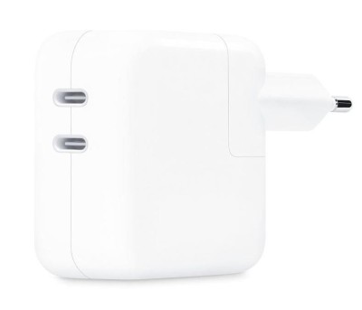 Incarcator retea 220V Apple, 2 x USB Type C, 35W, fast charge, alb, &amp;quot;mw2k3zm/a&amp;quot; (timbru verde 0.18 lei) foto