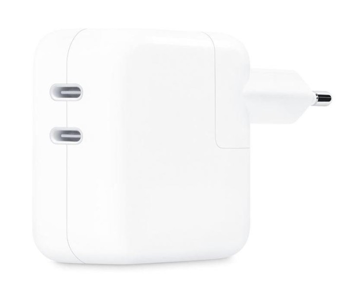 Incarcator retea 220V Apple, 2 x USB Type C, 35W, fast charge, alb, &quot;mw2k3zm/a&quot; (timbru verde 0.18 lei)