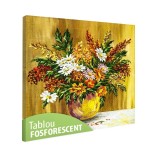 Tablou Fosforescent Flori de Camp in Vaza Lut, 30x30 cm, Decoratiune Luminoasa Canvas