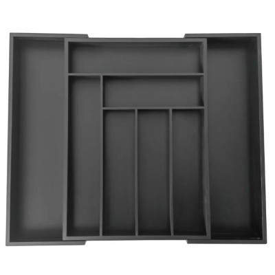 Cutie pentru tacamuri din bambus, cu 8 compartimente, pentru sertar, 52x43x5 cm, negru Kinghoff foto