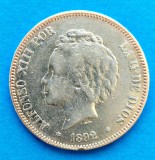 SPANIA 5 PESETA 1892 ALFONSO XIII STARE FOARTE BUNA P, Europa