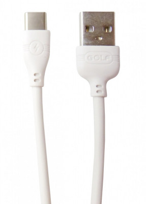 Cablu date/incarcare rapida Golf Wine Glass GC-63T USB 2.0 la USB Type C, 2A, 1 m, alb foto