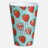 Pahar din plastic cu imprimeu de căpșuni, 400 ml, CMCLASS
