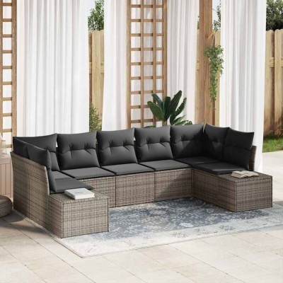 vidaXL Set de canapele pentru grădină 7 pcs Gri 289 x 154 x 85 cm 3355878 foto