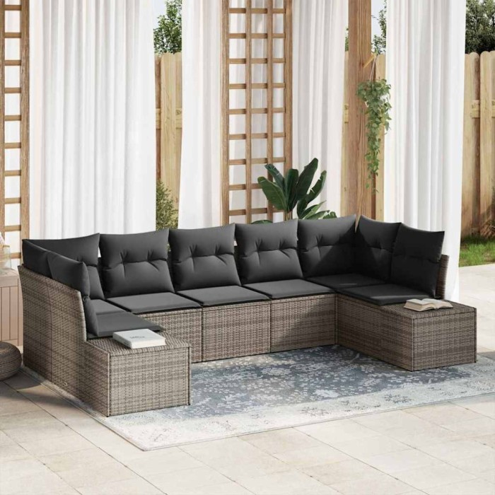 vidaXL Set de canapele pentru grădină 7 pcs Gri 289 x 154 x 85 cm 3355878